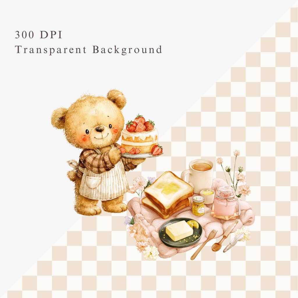 クッキングテディベア イラスト素材:Cooking Teddy Bear Clipart