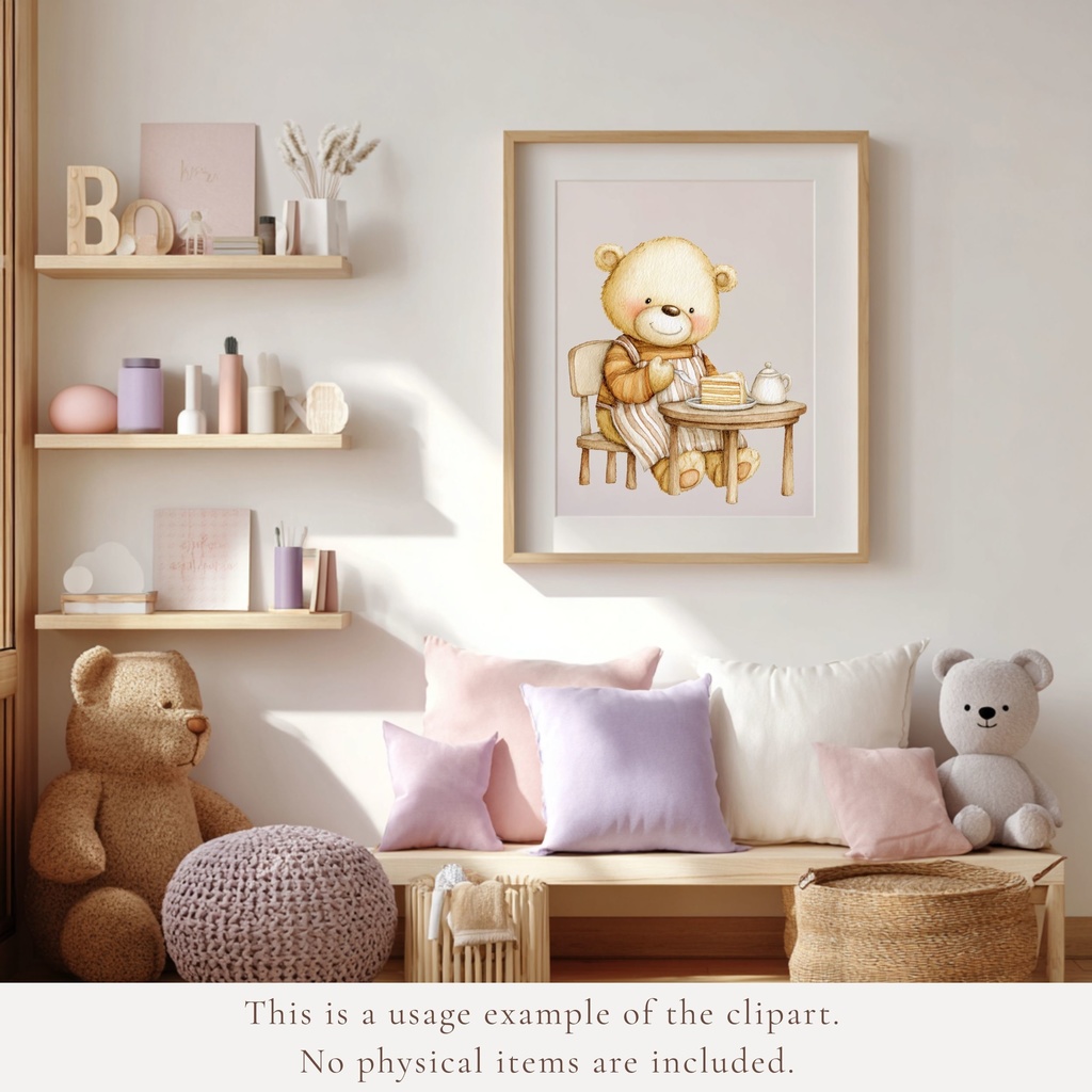 クッキングテディベア イラスト素材:Cooking Teddy Bear Clipart