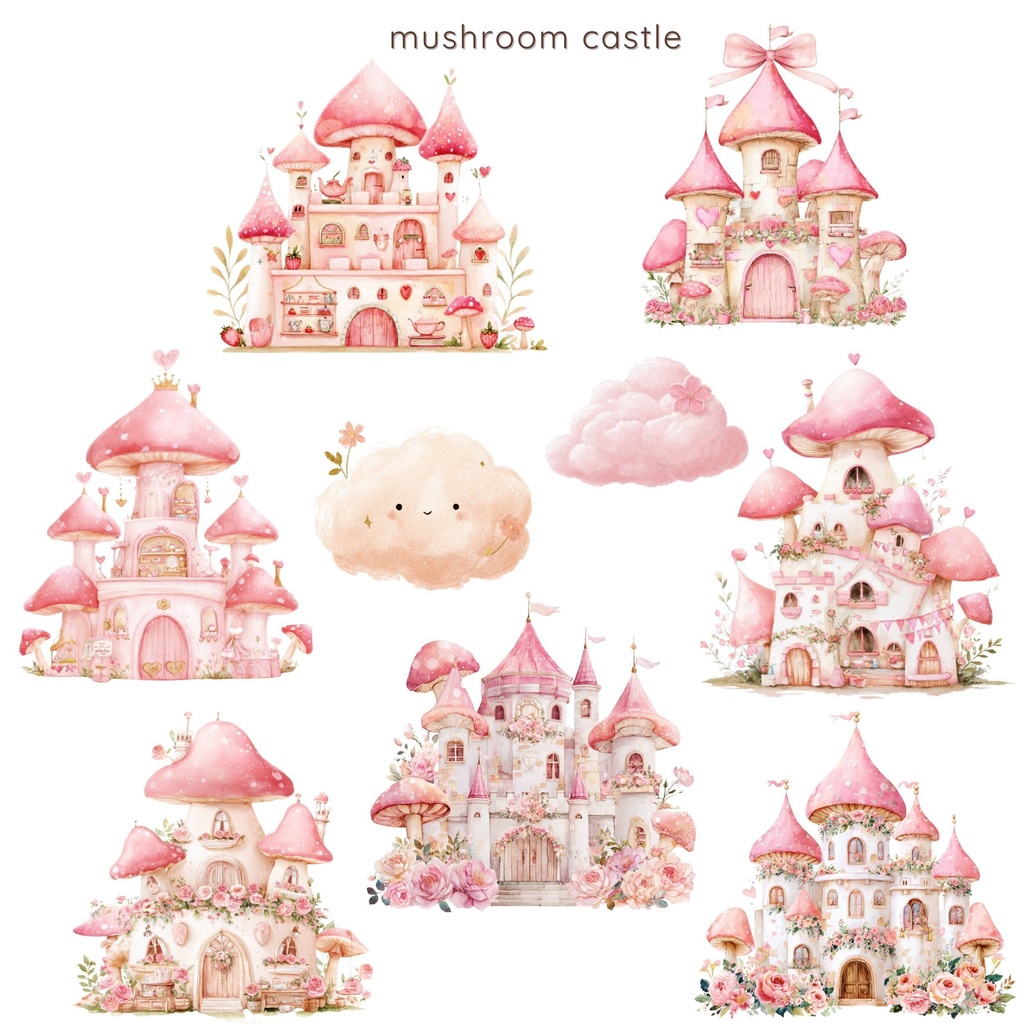 きのこのお城:Mushroom Castle Clipart