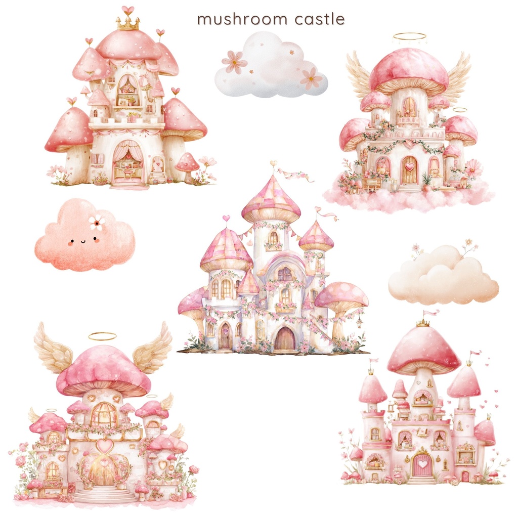 きのこのお城:Mushroom Castle Clipart