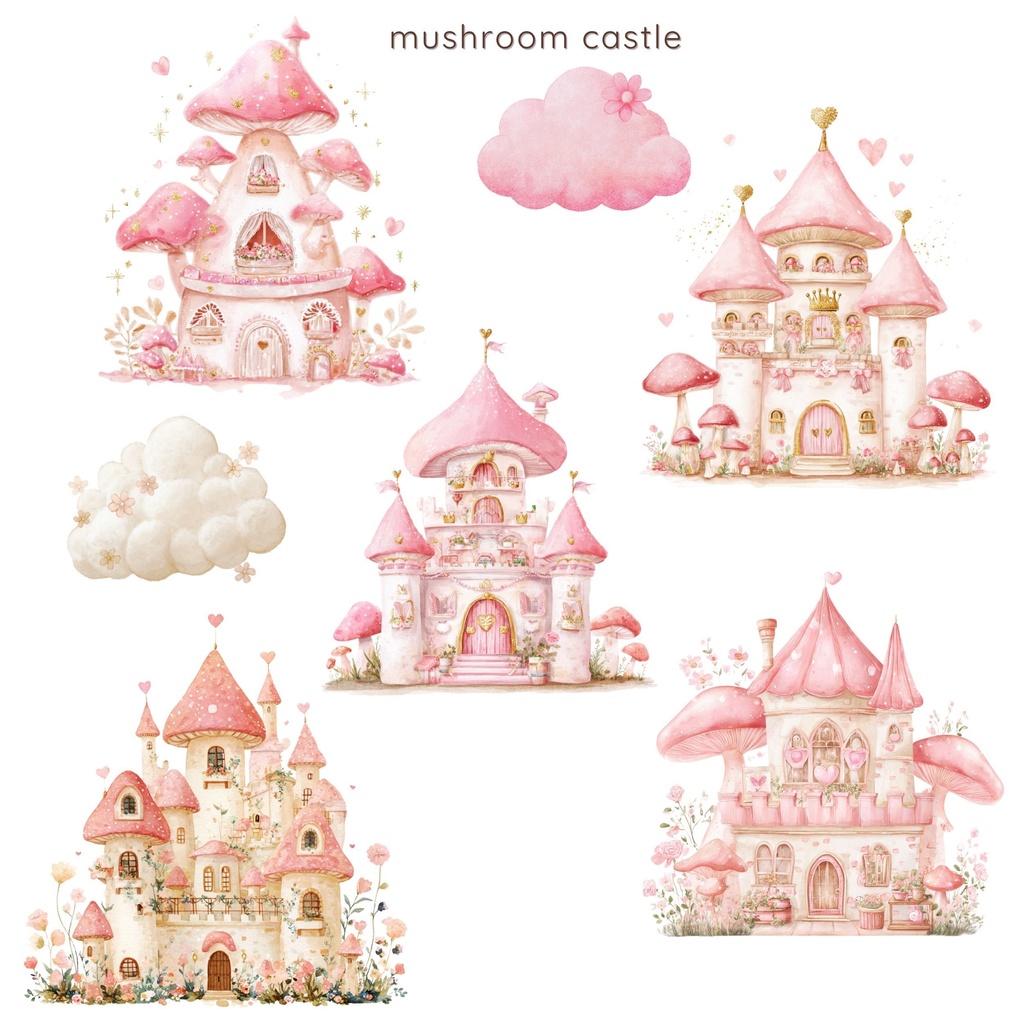 きのこのお城:Mushroom Castle Clipart