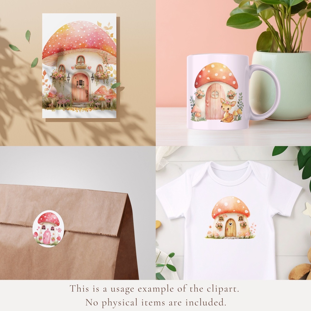 きのこのおうち:妖精のおうち:Mushroom Fairy Cottage イラスト素材