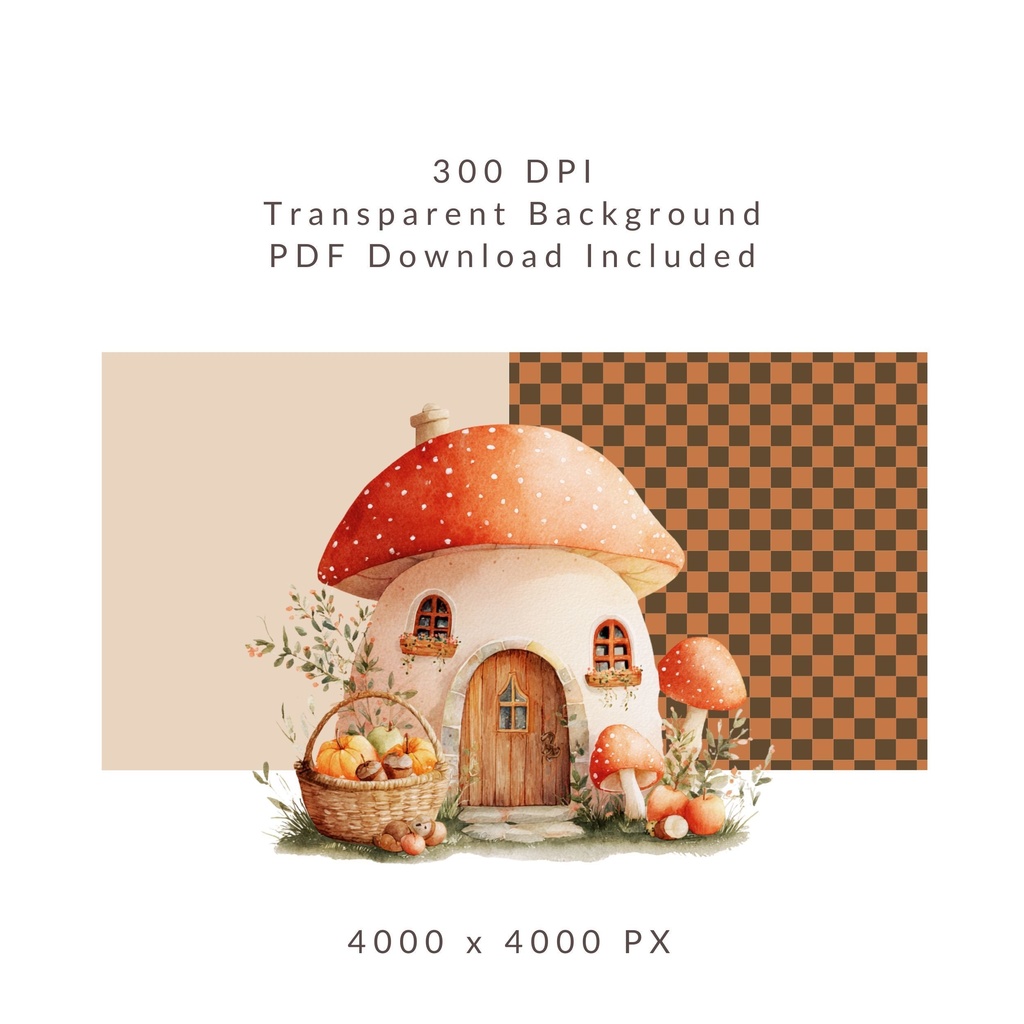 きのこのおうち:妖精のおうち:Mushroom Fairy Cottage イラスト素材