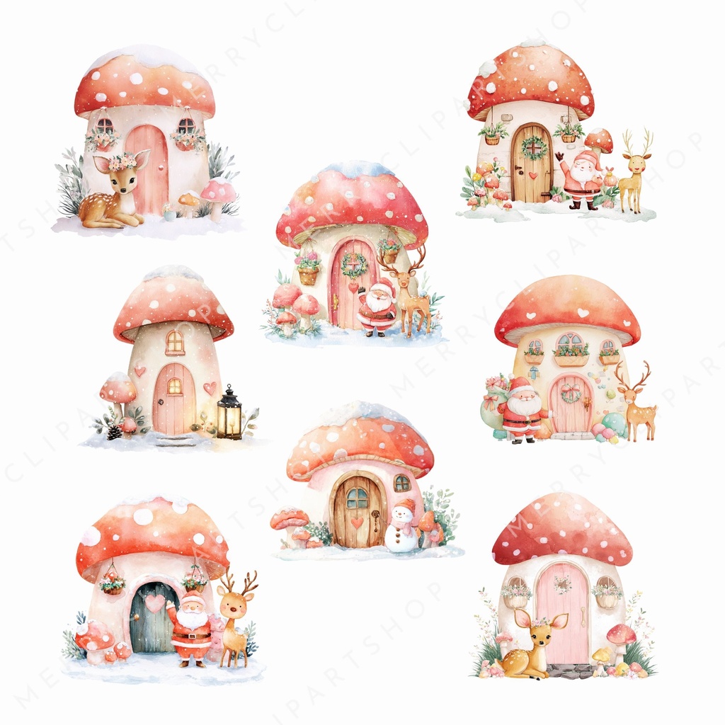きのこのおうち:妖精のおうち:Mushroom Fairy Cottage イラスト素材