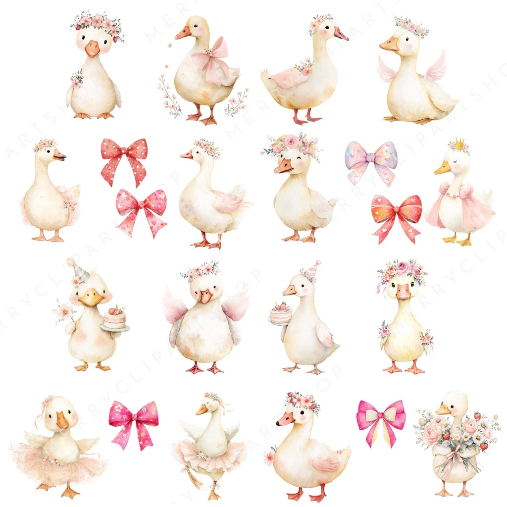 がちょうの女の子:Girly Goose Clipart イラスト素材