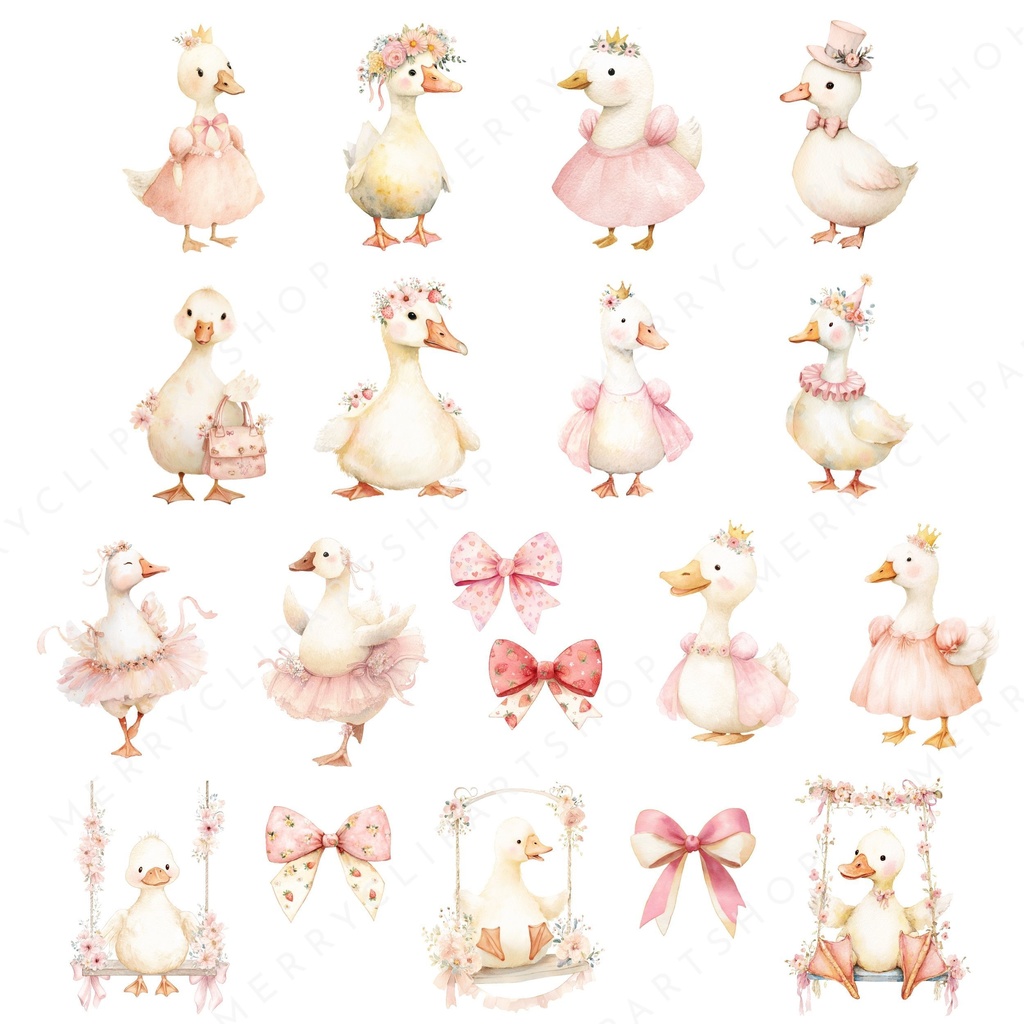 がちょうの女の子:Girly Goose Clipart イラスト素材