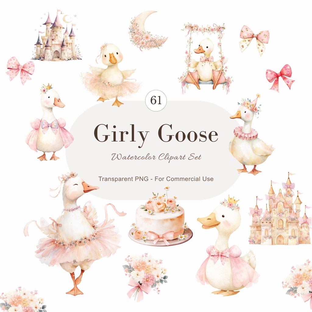 がちょうの女の子:Girly Goose Clipart イラスト素材