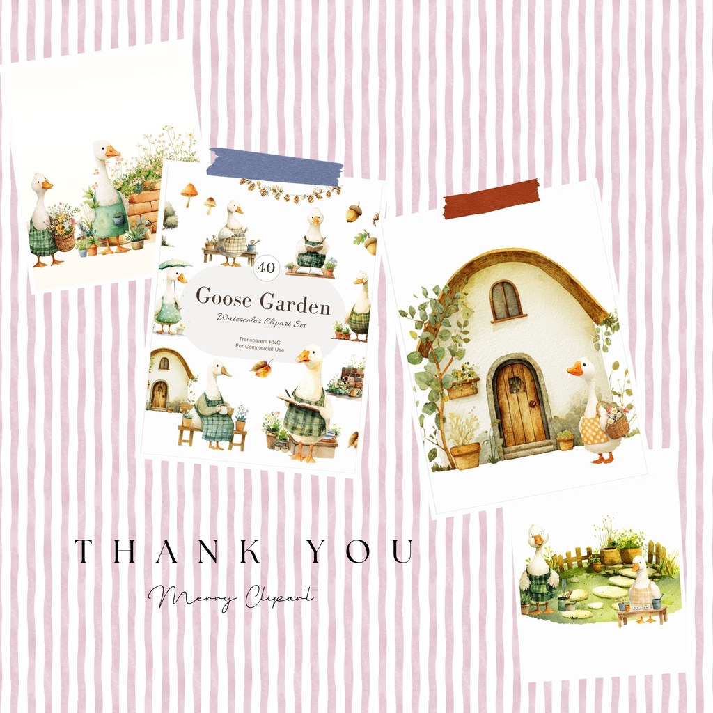 がちょうのお庭:Goose Garden Clipart イラスト素材