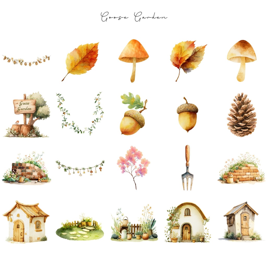 がちょうのお庭:Goose Garden Clipart イラスト素材