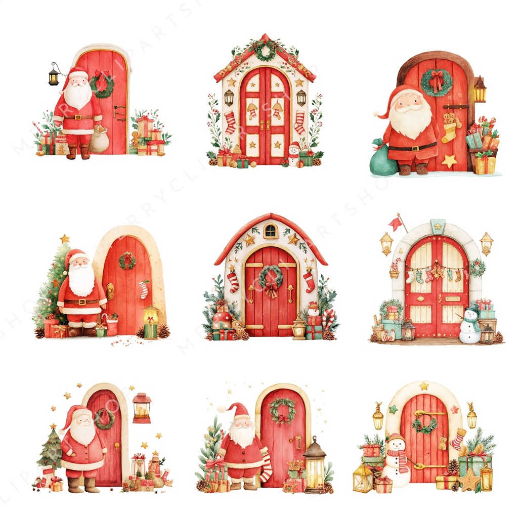 妖精のクリスマスドア:Christmas Fairy Doors イラスト素材