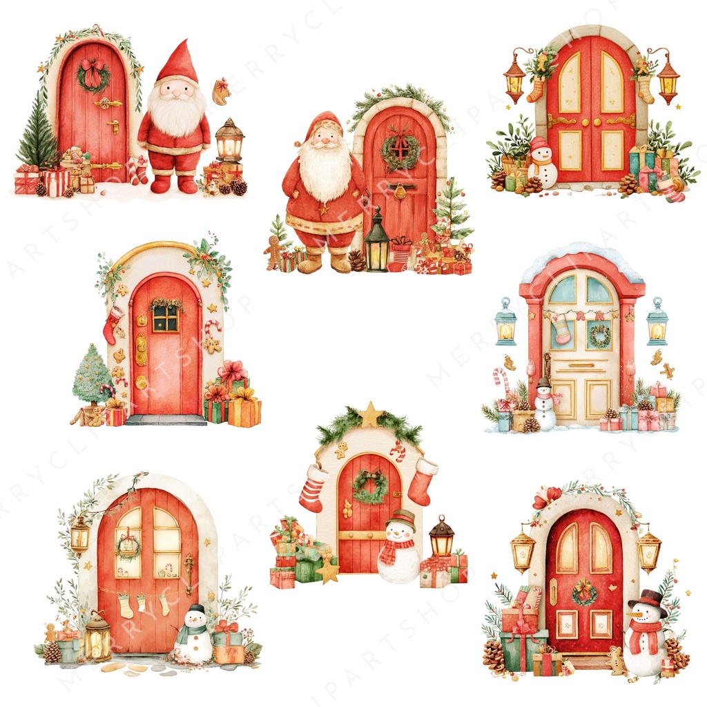 妖精のクリスマスドア:Christmas Fairy Doors イラスト素材