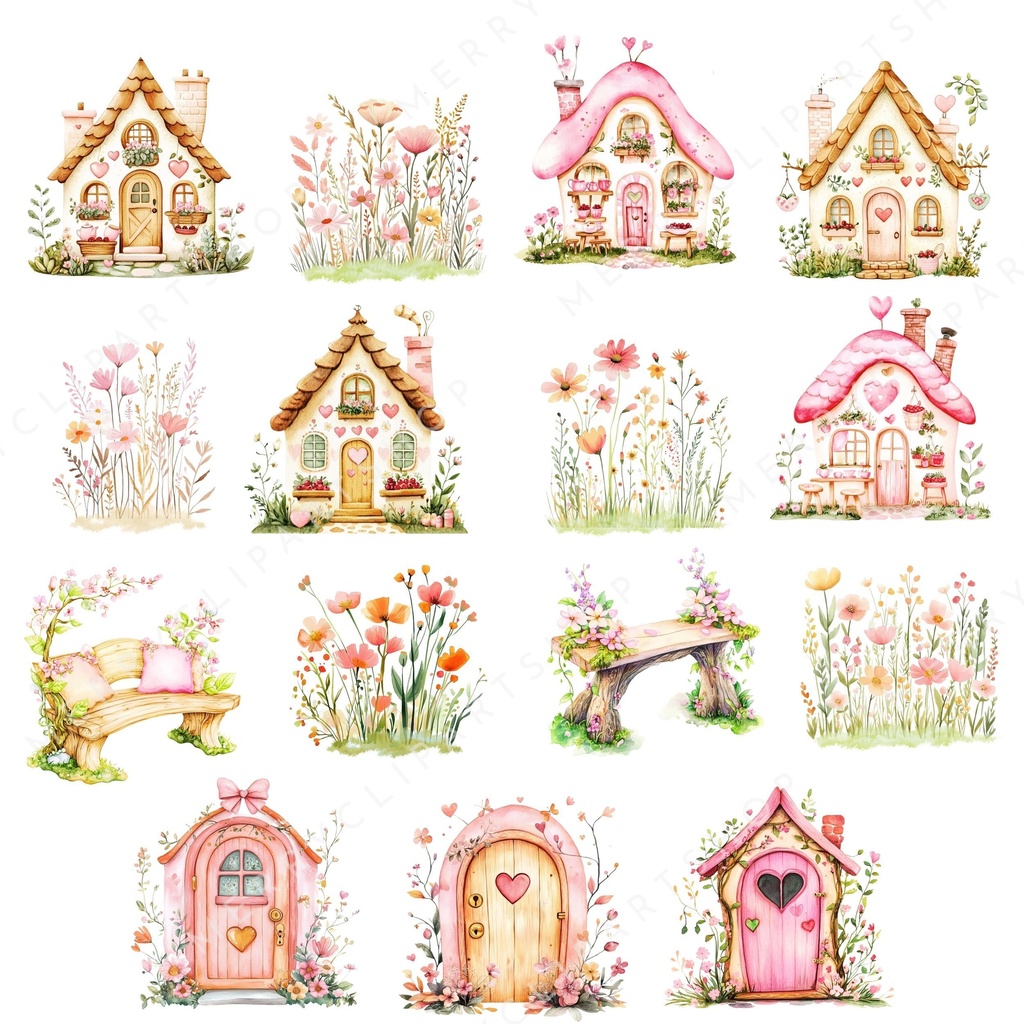 妖精の庭のイラスト素材:Fairy Garden Woodland Animals