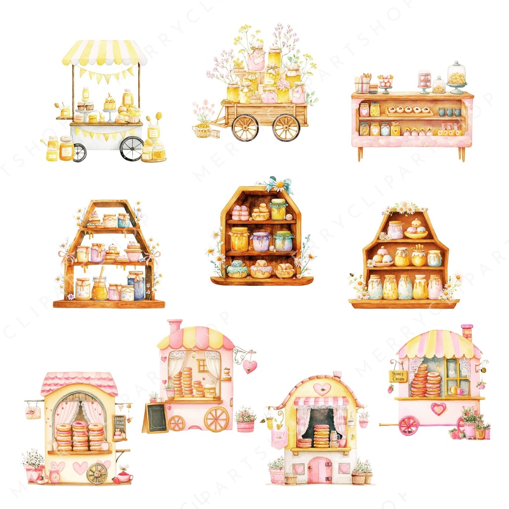 みつばちのマーケット:Honey Bee Clipart イラスト素材