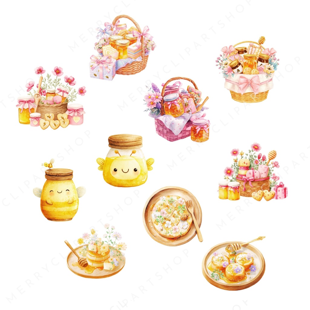 みつばちのマーケット:Honey Bee Clipart イラスト素材