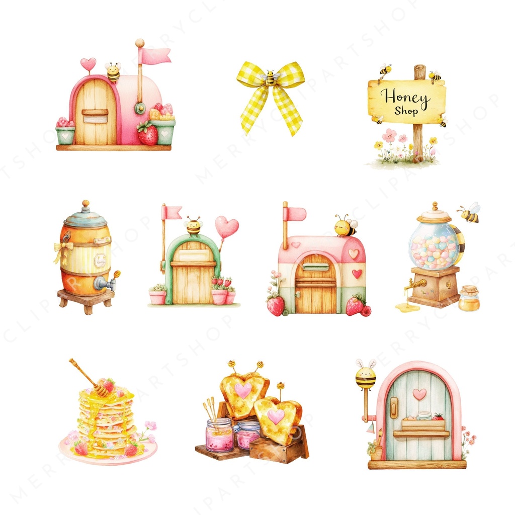 みつばちのマーケット:Honey Bee Clipart イラスト素材