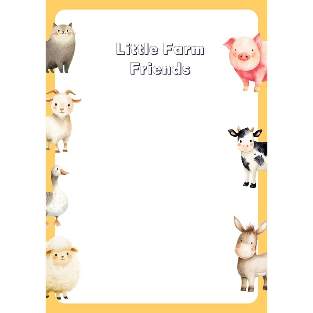 農場のかわいい動物とファーマーのイラストセット