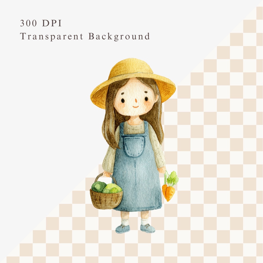 農場のかわいい動物とファーマーのイラストセット