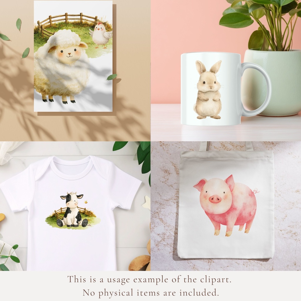 農場のかわいい動物とファーマーのイラストセット