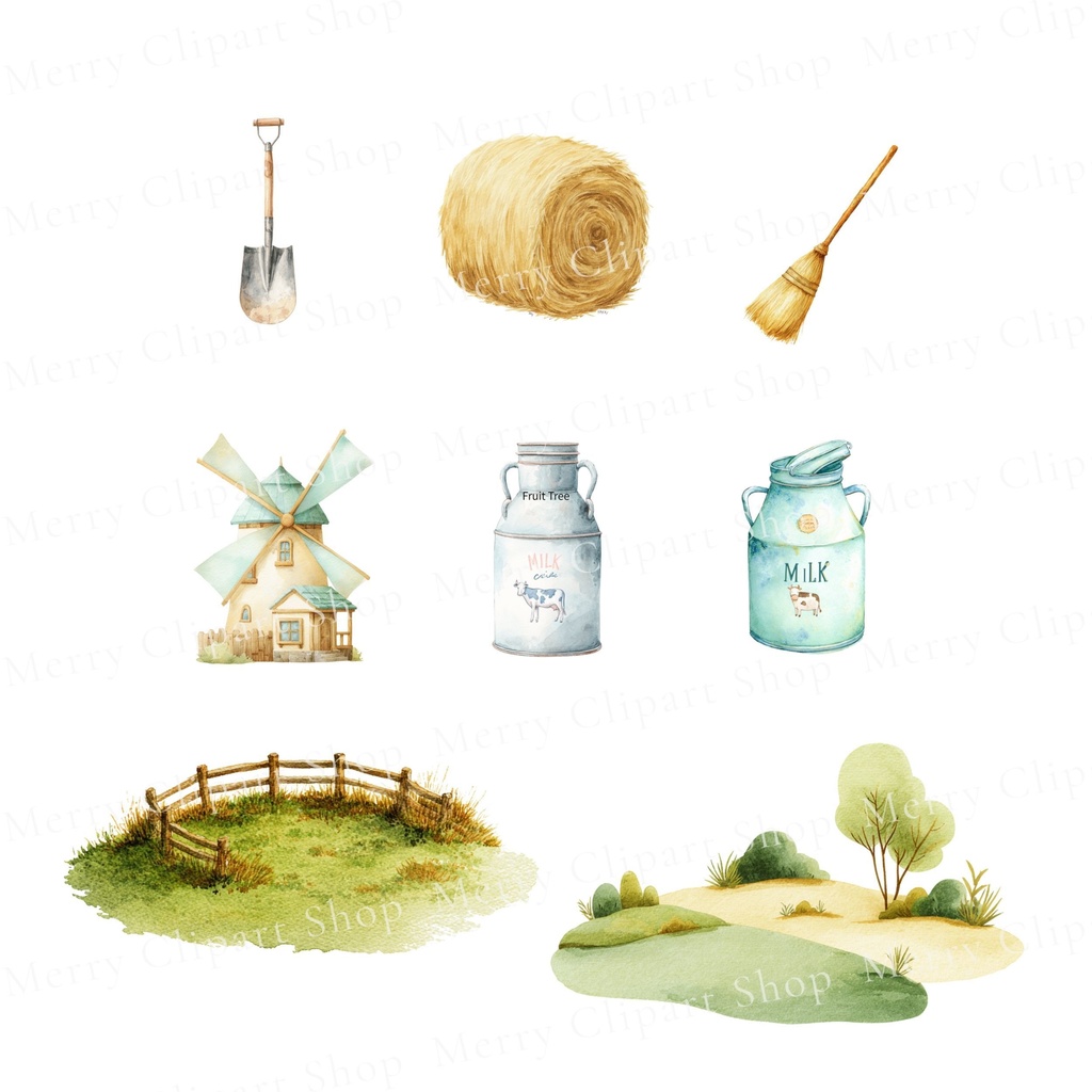 農場のかわいい動物とファーマーのイラストセット