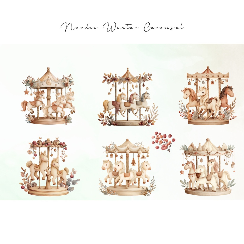 北欧風メリーゴーランド:イラスト素材