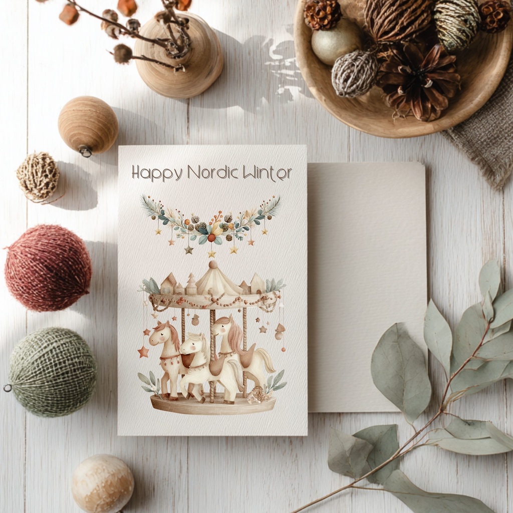 北欧風メリーゴーランド:イラスト素材