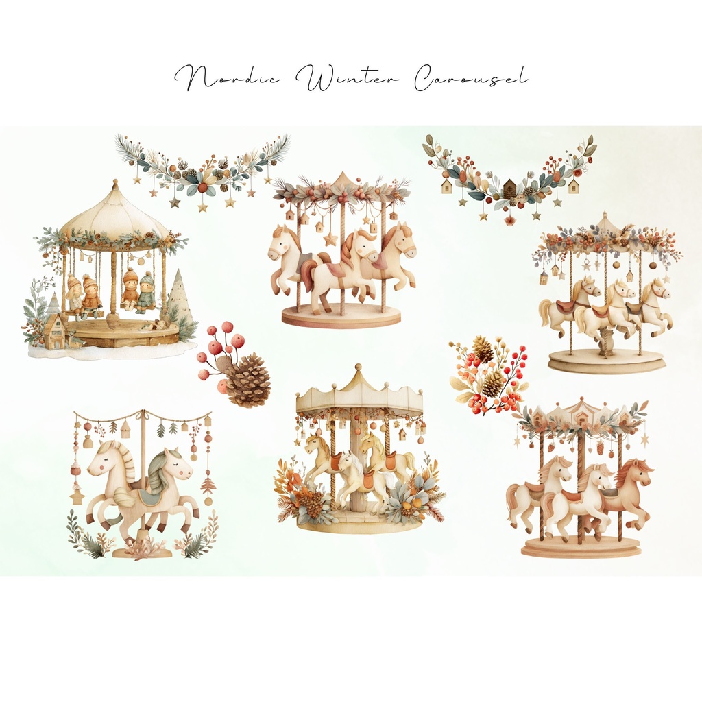 北欧風メリーゴーランド:イラスト素材