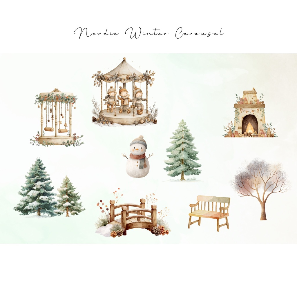 北欧風メリーゴーランド:イラスト素材