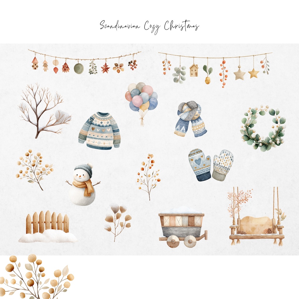 北欧のクリスマス:水彩イラスト