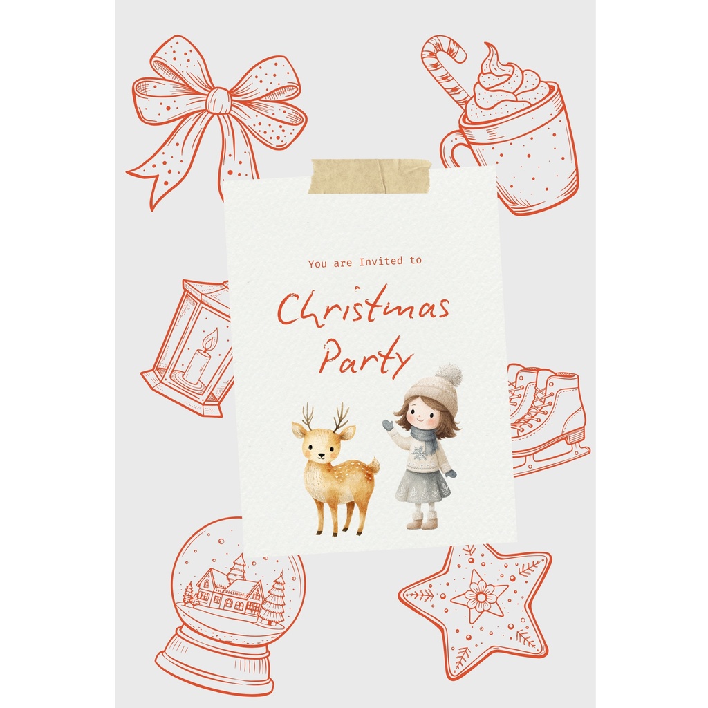 北欧のクリスマス:水彩イラスト