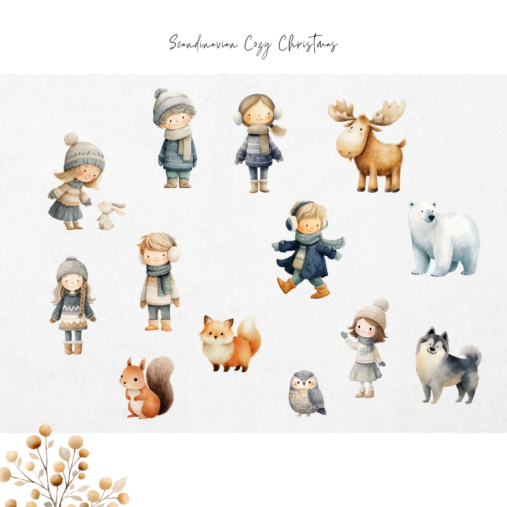 北欧のクリスマス:水彩イラスト