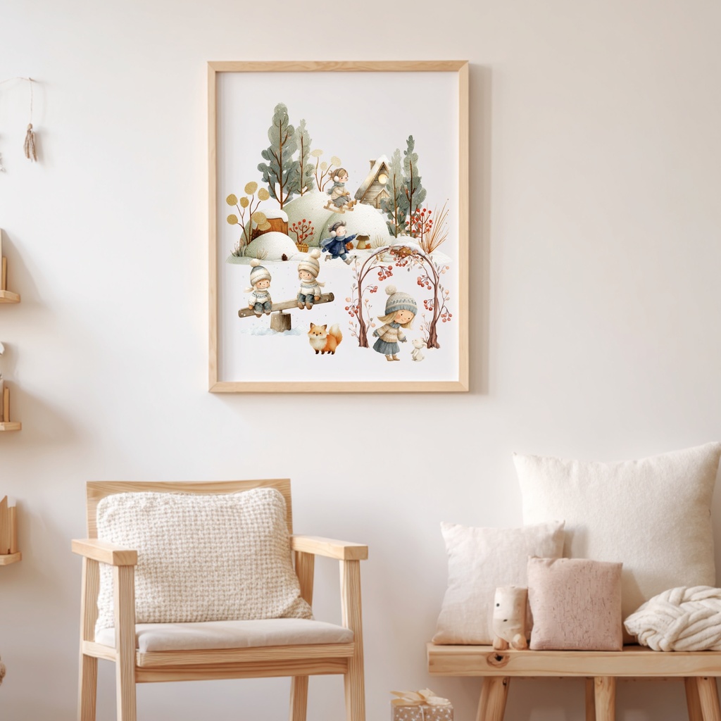 北欧のクリスマス:水彩イラスト