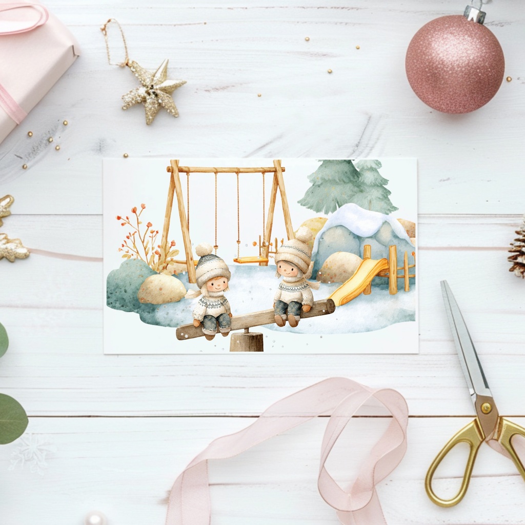 北欧のクリスマス:水彩イラスト