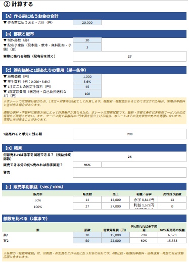 何部刷れば黒字?|同人誌の部数・頒布価格決定シート Lite版