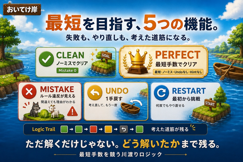 おいてけ岸|Bonus Pack 01|川渡り論理パズル 追加8問