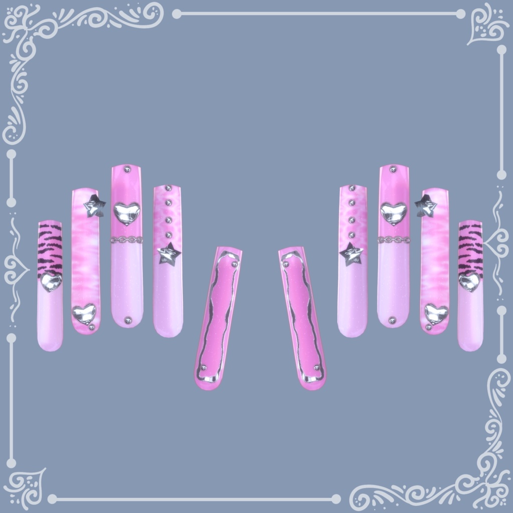 【Free】Gyaru Nails 【5アバター対応】