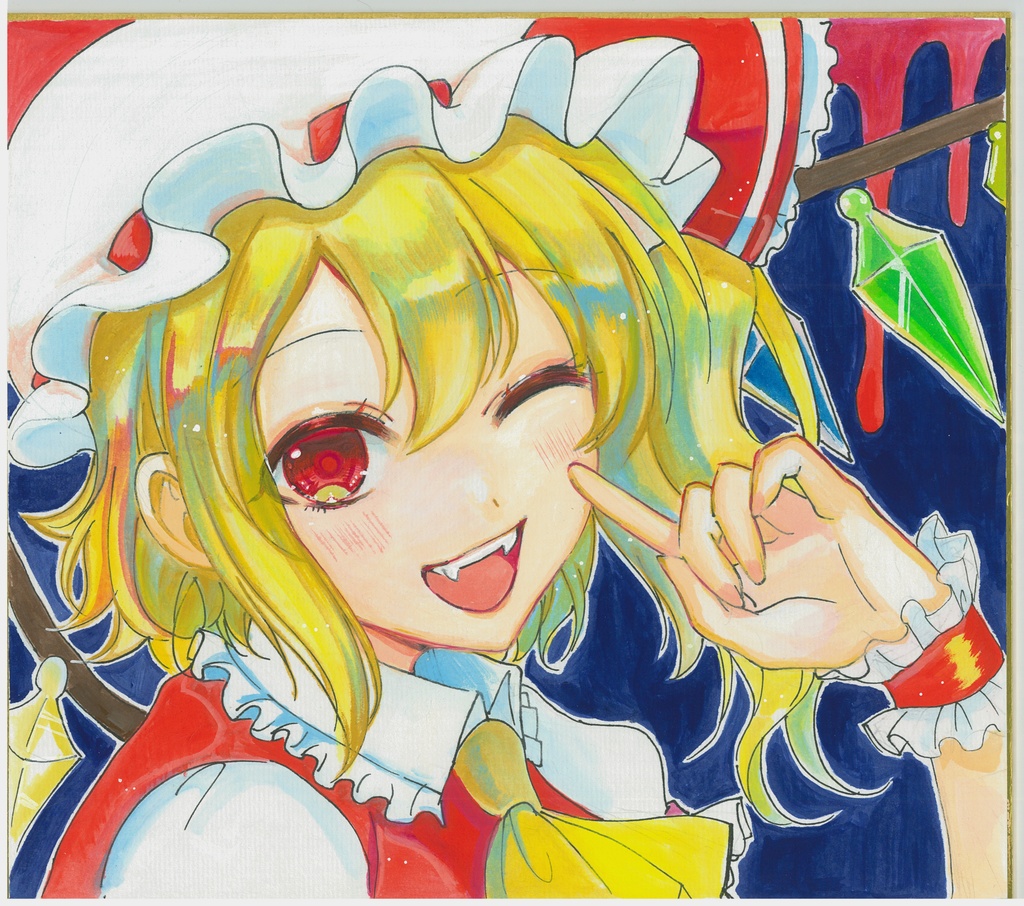 【大色紙原画】フランドール・スカーレット　ウインク
