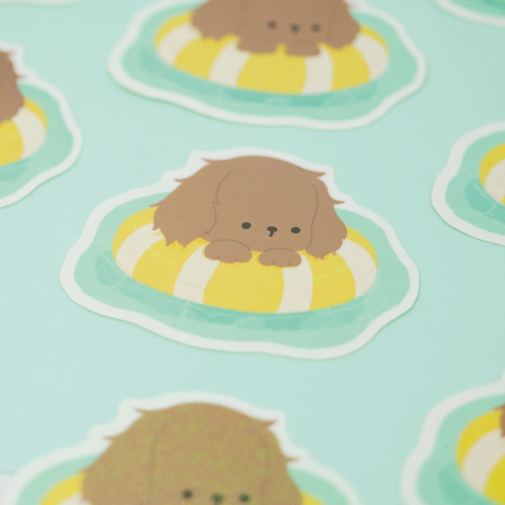 ホログラムステッカー　うきわでぷかぷか