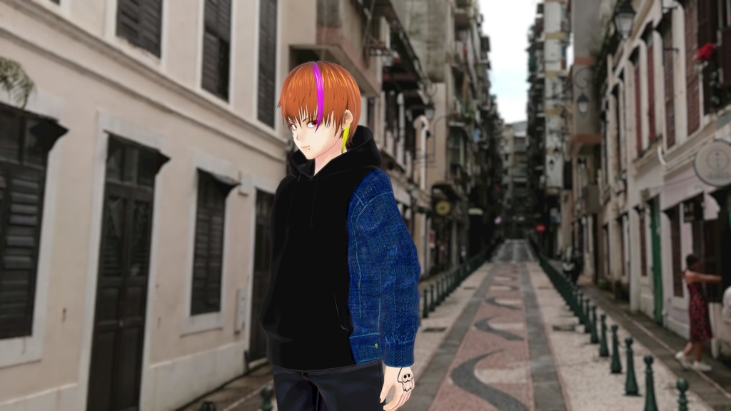 無料版有 Vroid 衣装 デニム パーカー 男 女 服