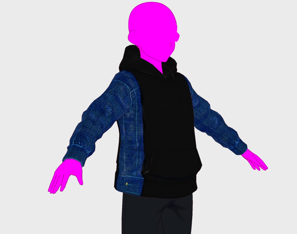 無料版有 Vroid 衣装 デニム パーカー 男 女 服