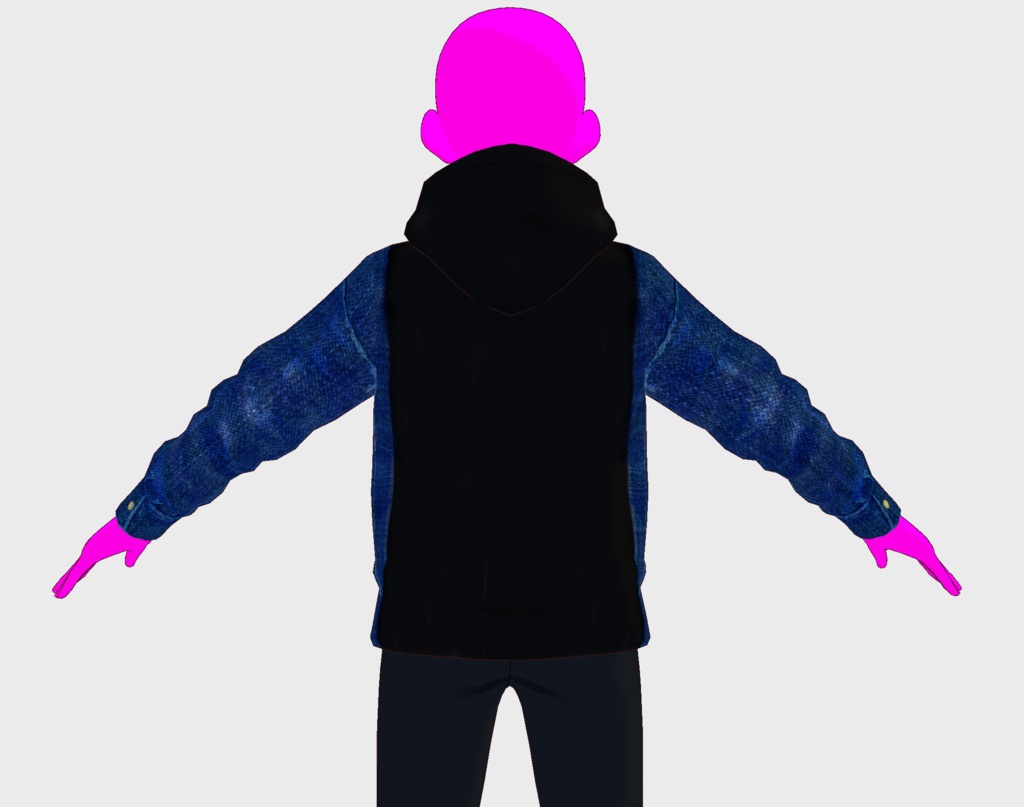 無料版有 Vroid 衣装 デニム パーカー 男 女 服
