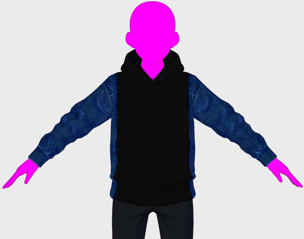 無料版有 Vroid 衣装 デニム パーカー 男 女 服