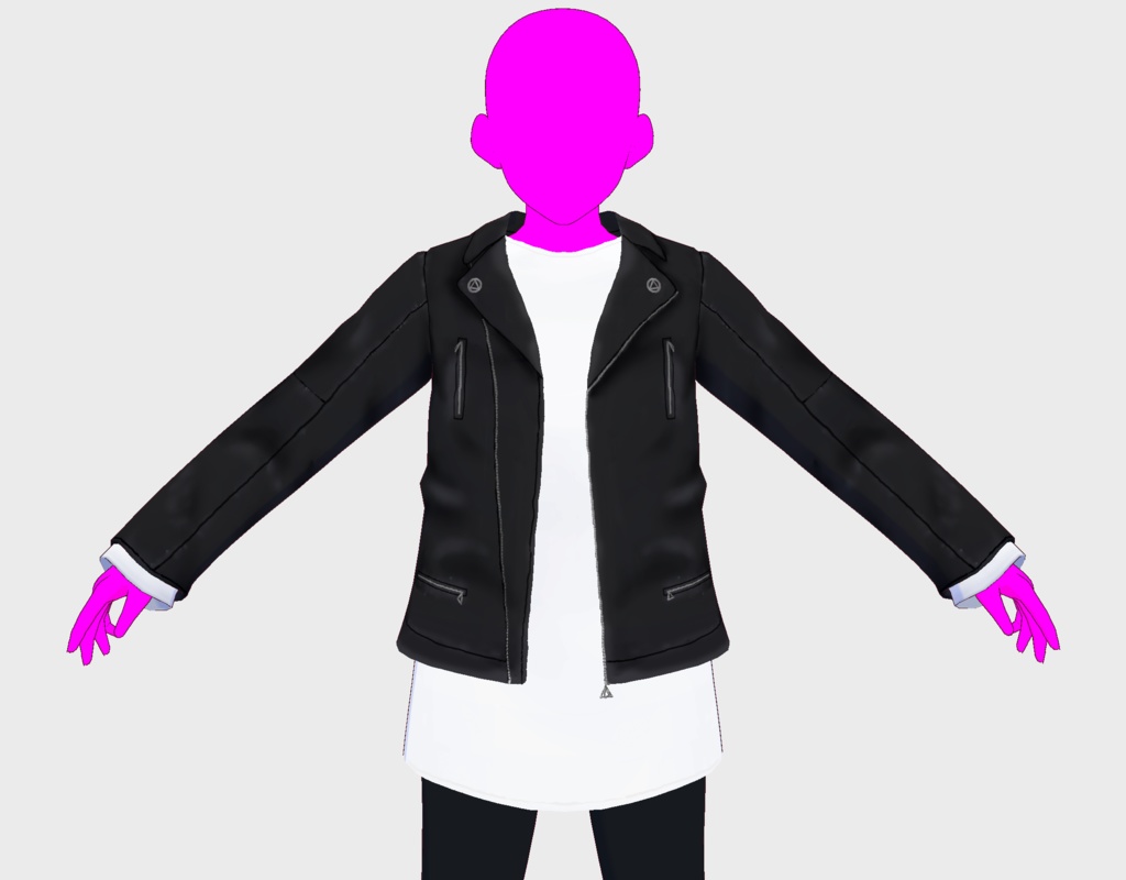 Vroid ライダース ロング Tシャツ セット カットソー 男 女 衣装