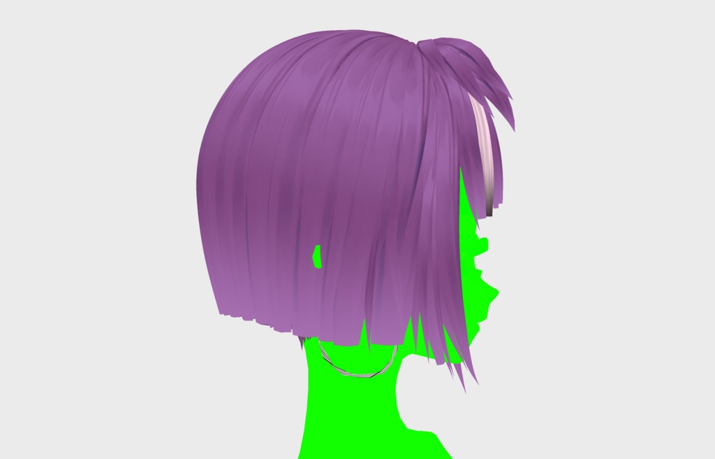 VROID 片耳かけ 紫 パッツン ヘア 髪型 ショート