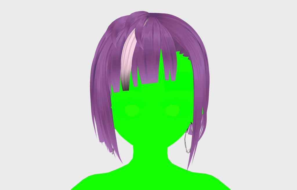 VROID 片耳かけ 紫 パッツン ヘア 髪型 ショート