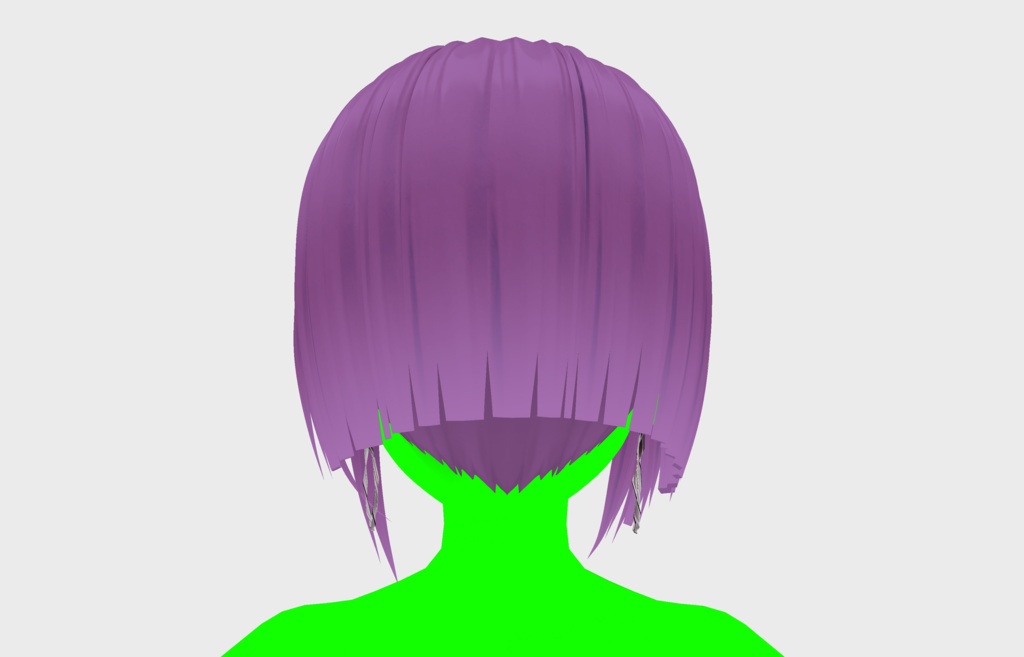 VROID 片耳かけ 紫 パッツン ヘア 髪型 ショート