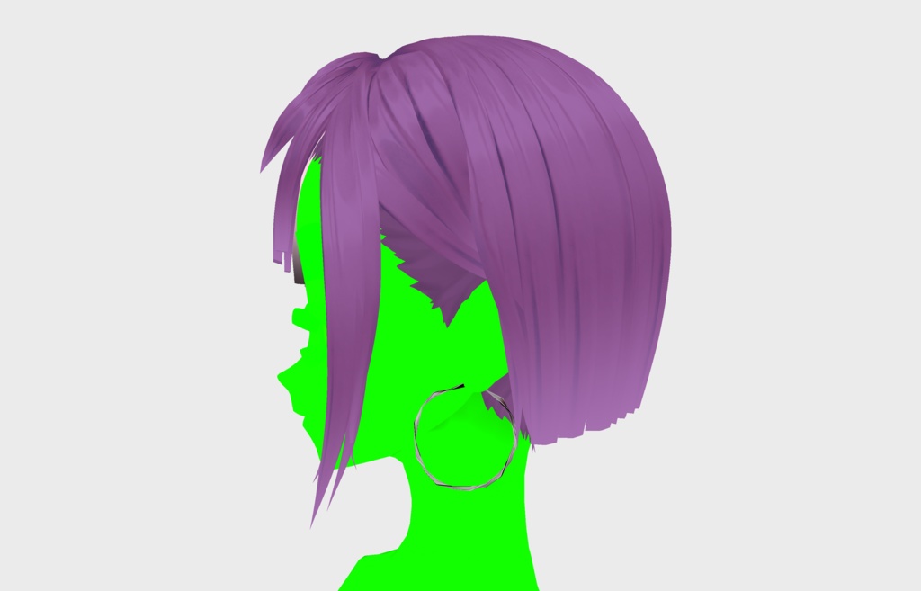 VROID 片耳かけ 紫 パッツン ヘア 髪型 ショート