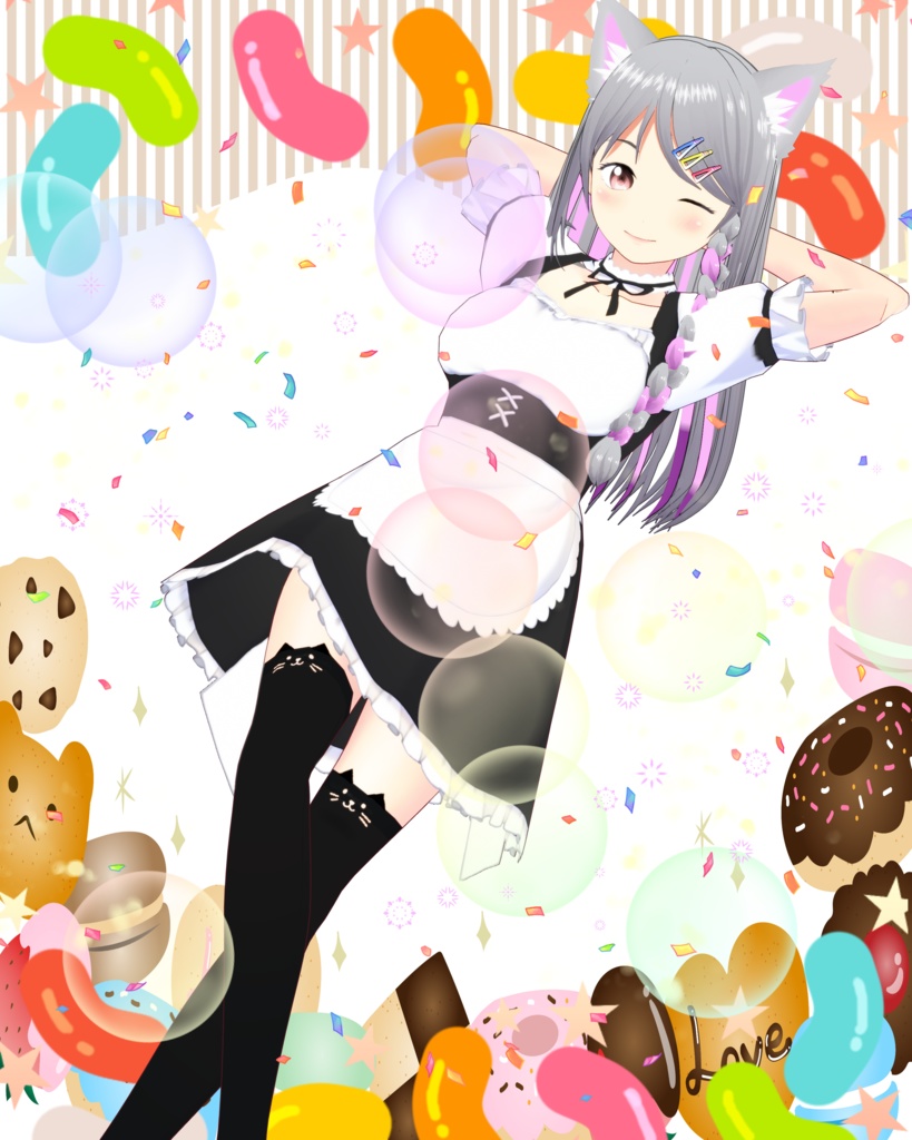 【#Vroid】無料　猫　ニーソ　ニャーソ！