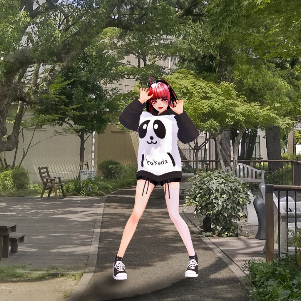 【無料】かわいいパンダとinuパーカー【Vroid】