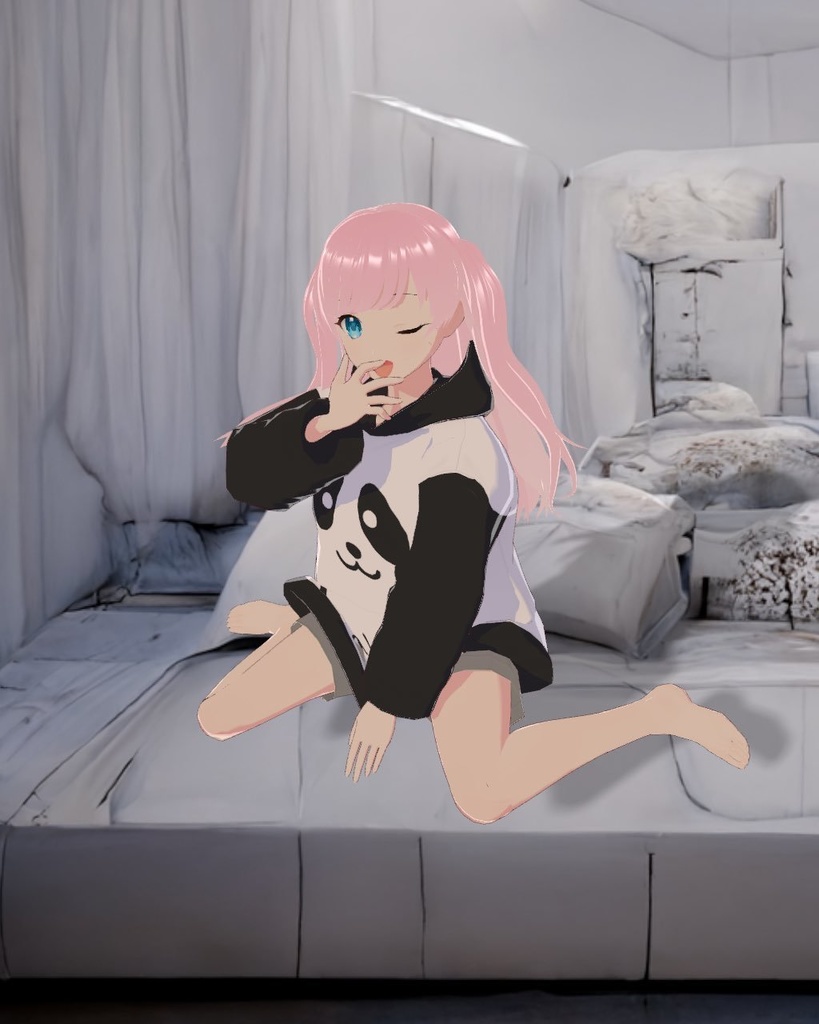 【無料】かわいいパンダとinuパーカー【Vroid】