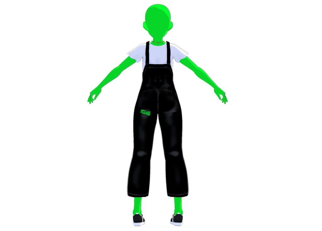 【Vroid】ダメージサロペット inu首飾り付【服】